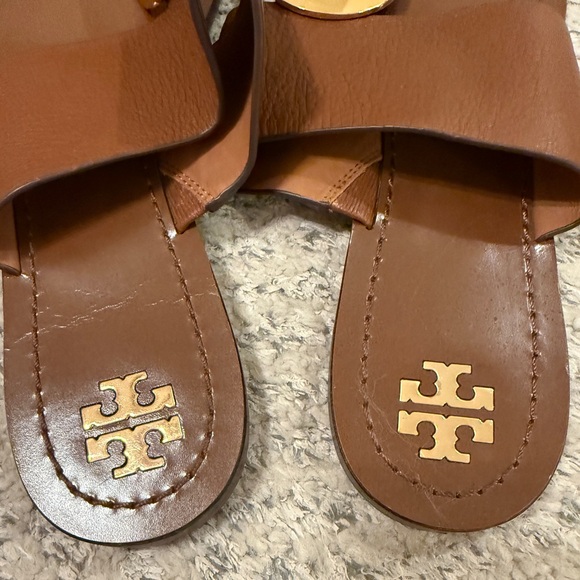 Tory Burch Patos Disk Womens Flip Flops Sandals Size 10 Brown Leather - Picture 4 of 5